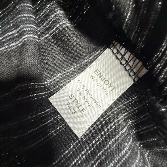 Michael Stars NWT Womens OS Black Silver Lurex Stripe Long Sleeve Top Wide Neck - Picture 4 of 7